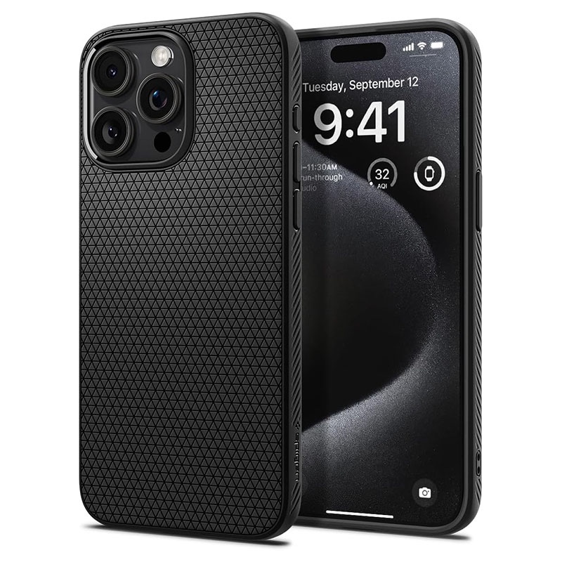Spigen Liquid Air Phone Case for iPhone 15 Pro Max – Matte Black