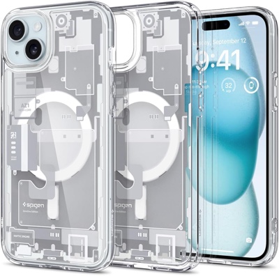 Spigen Ultra Hybrid Magfit MagSafe Compatible Phone Case for iPhone 15 – Zero One White