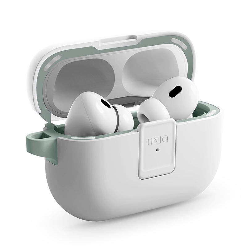Uniq Clyde Lock Case for AirPods Pro 2nd Gen - Dove White / Soft Mint