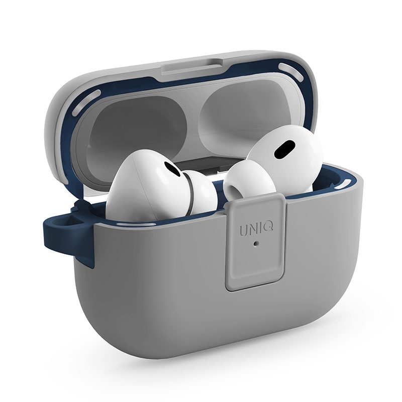 Uniq Clyde Lock Case for AirPods Pro 2nd Gen - Chalk Grey / Marine Blue