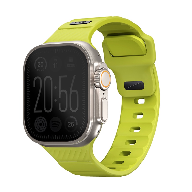 Uniq Stride FKM Tough Rubber Apple Watch Strap for Series 1-10, SE/SE2 & Watch Ultra - 49/45/44/46MM - Lime Green