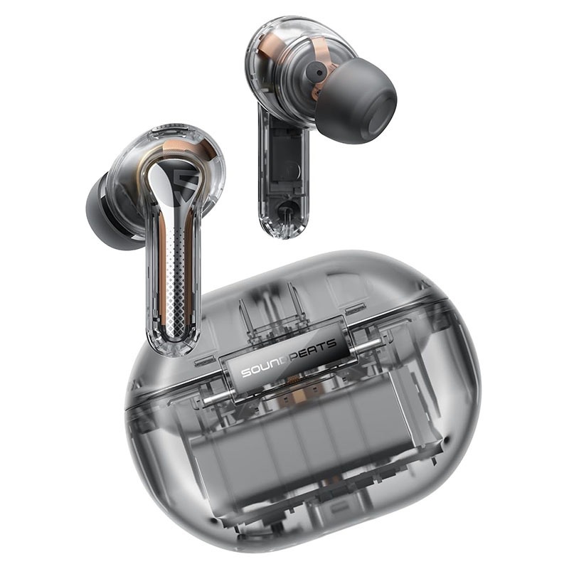 SoundPEATS Capsule3 Pro Hybrid Active Noise Cancelling Earbuds with Bluetooth 5.3, Hi-Res Wireless with 6 Mics & LDAC, 43dB Deep, Total 52 Hrs, App Control EQ - Transparent Black