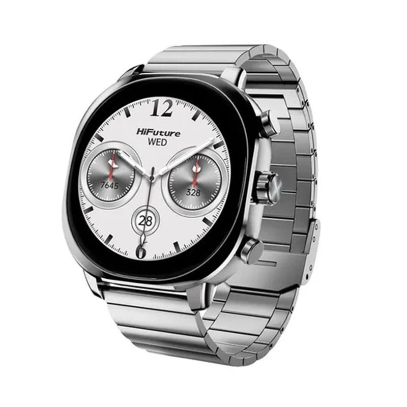 HiFuture Aix Luxury Stainless Steel Smart Calling Watch with 1.44” AMOLED Display & AI Algorithm - Silver