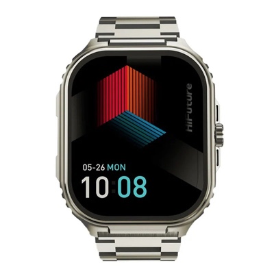 HiFuture Ultra3 Pro Premium Stainless Steel Smart Wireless Calling Watch with 2.04” AMOLED Display, Built-in AI Algorithm, IP68 - Silver
