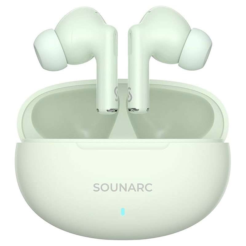 SOUNARC Q1 True Wireless Bluetooth Earphone, Quad mics Clear Call Earbuds, Shaking Bass AirPods, Touch Control – Green