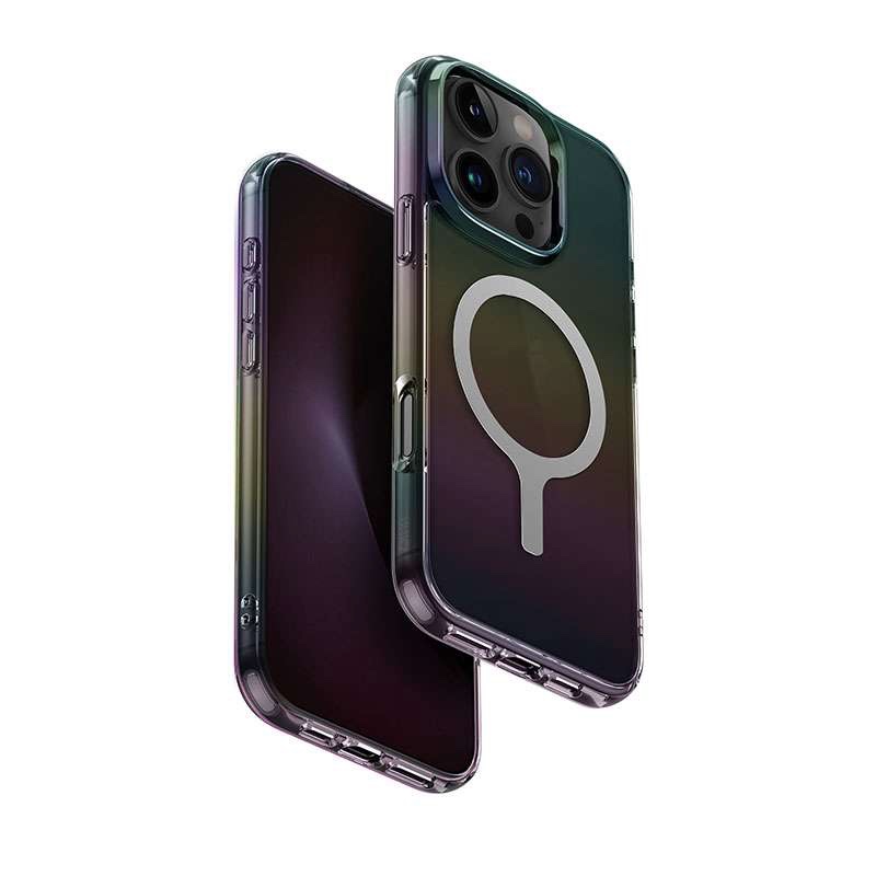 UNIQ Iridescia MagSafe Charging Compatible Phone Case for iPhone 16 Pro Max - Black Quartz