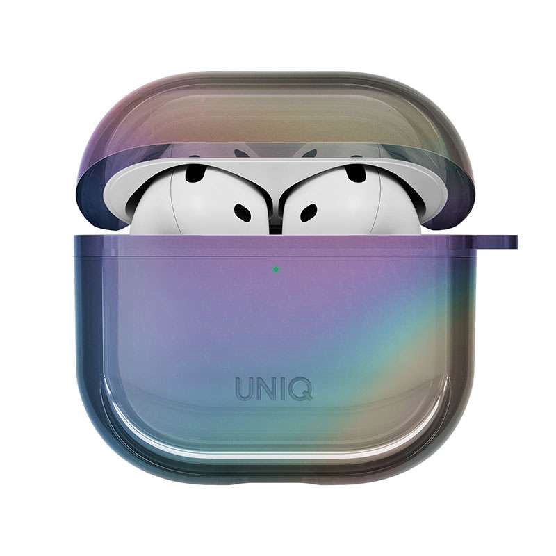 Uniq Iridescia Holographic Case for Apple AirPods 4th Gen with Carabiner - Midnight Quartz