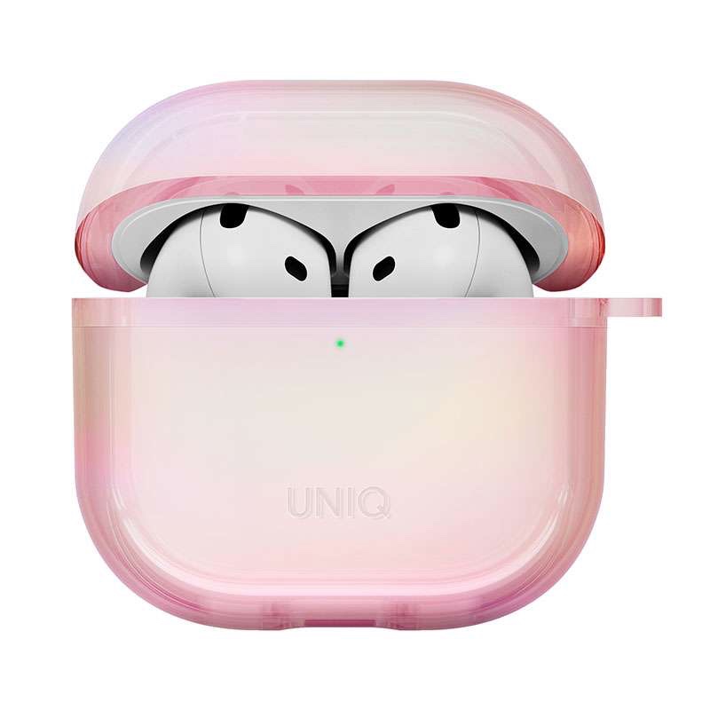 Uniq Iridescia Holographic Case for Apple AirPods 4th Gen with Carabiner - Pink Prism