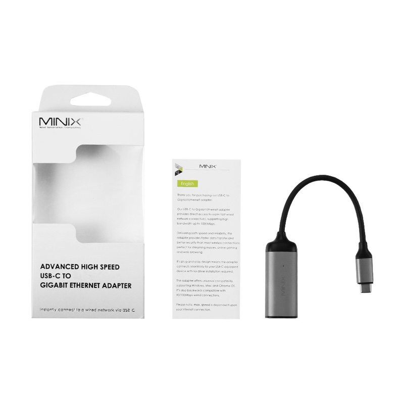 MINIX NEO C-E USB-C to Gigabit Ethernet Adapter - Gray