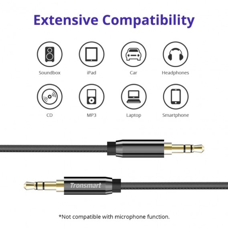 Tronsmart S3C01 4ft 3.5mm Premium Stereo AUX Audio Cable