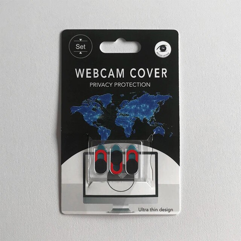 WebCam Privacy Cover Shutter Slider For iPhone Web Laptop PC For iPad Tablet Camera Mobile Phone Privacy Sticker [Black/Red] - Pack of 3
