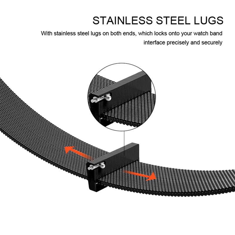 Metal Replacement Strap for all Smart Watches Compatible with only 20mm - Black