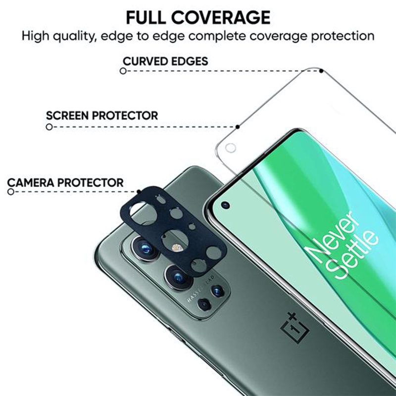 Whitestone Dome OnePlus 9 PRO TEMPERED GLASS SCREEN PROTECTOR WITH ALUMINUM ANODIZED CAMERA PROTECTOR - Pack of 2