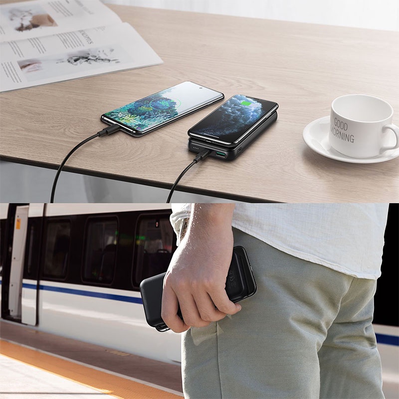 Choetech 10000mAh PD20W Fast Charging Power Bank with Qi 10W Wireless Charger+ 0.5m Type C to C Cable - Black -  B650