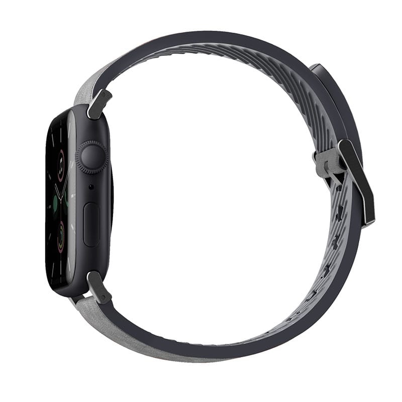 UNIQ STRADEN Genuine Leather Hybrid Apple Watch Strap for Series 1-10, SE/SE2 & Ultra/2 (49/45/44/46MM)  - Rhino (Grey)