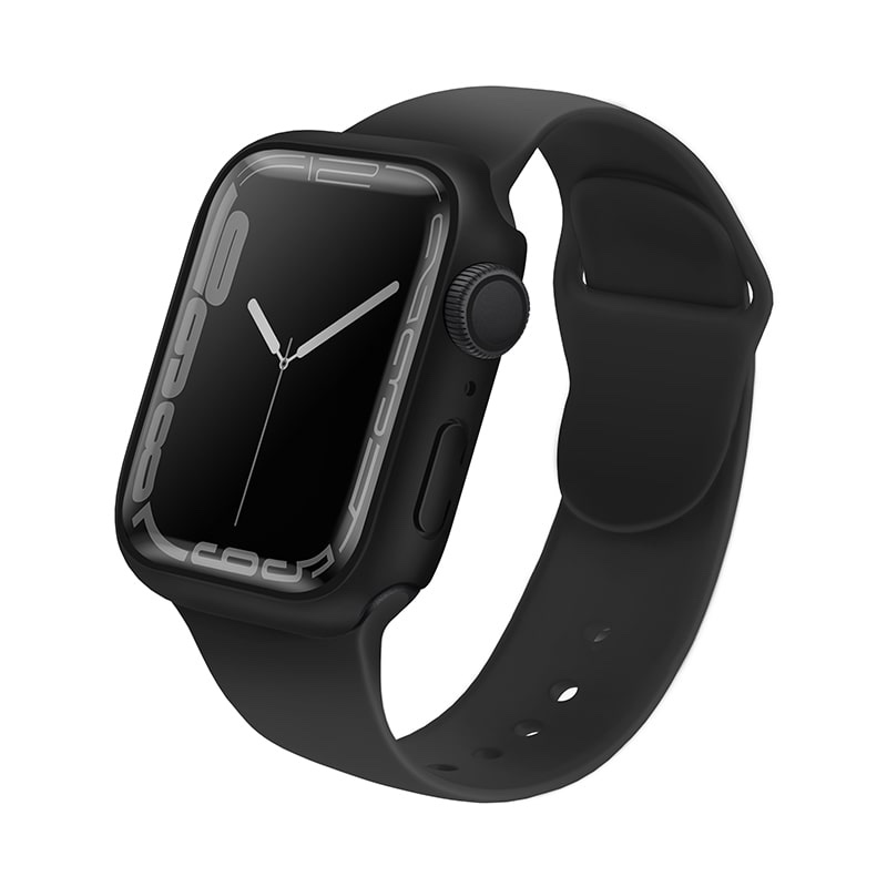 UNIQ LEGION Case for Apple Watch Series 7/8/9 with 9H Tempered Glass Screen Protection 41MM - Midnight (Black)