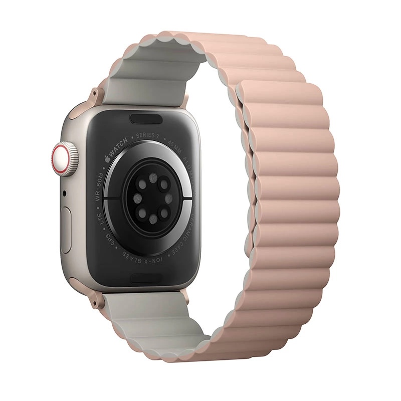UNIQ Revix Reversible Magnetic Apple Watch Strap Series 1-10, SE/SE2 & Watch Ultra 49/45/44/46mm - Blush (Pink/Beige)