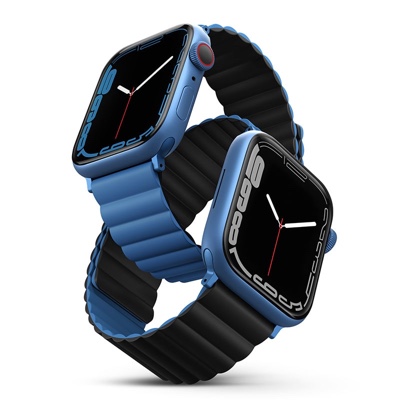 UNIQ Revix Reversible Magnetic Apple Watch Strap for Series 1-10, SE/SE2 & Watch Ultra 49/45/44/46MM - Caspian (Blue/Black)