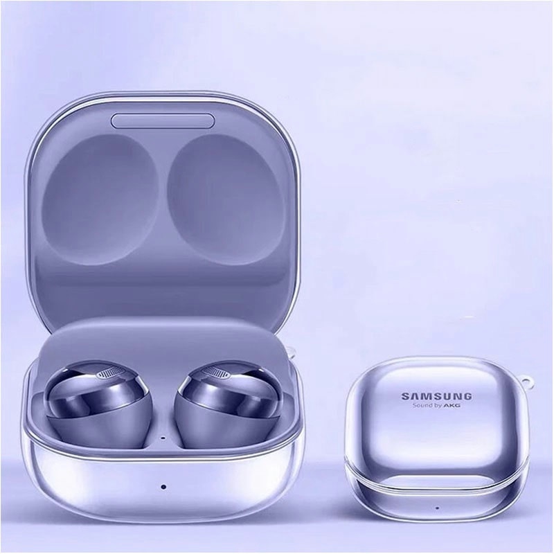 Protective Soft Silicone Case For Samsung Galaxy Buds 2/ Buds Live / Buds Pro – Transparent with Carabiner