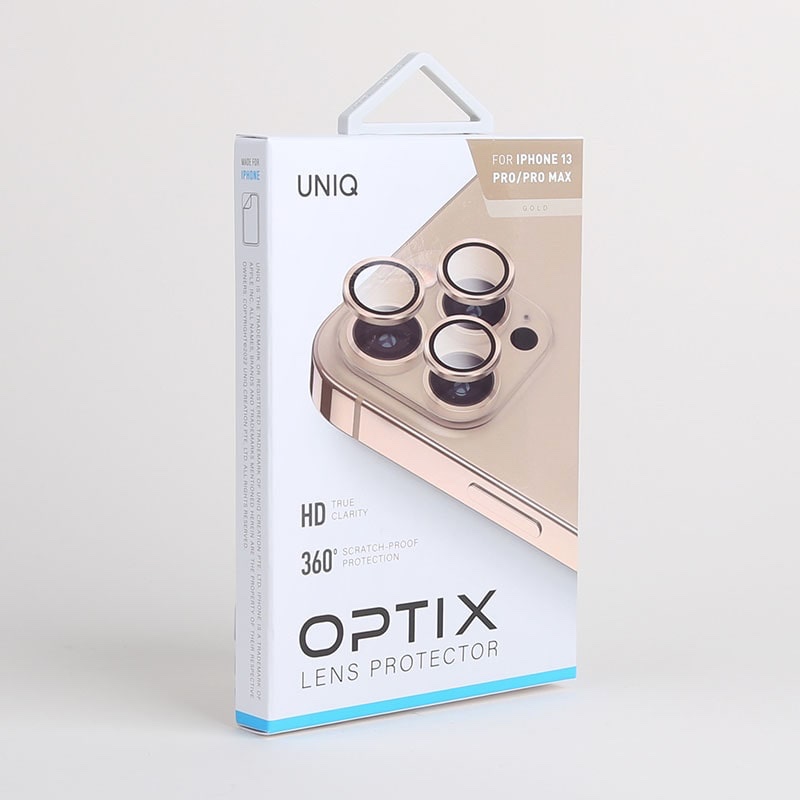 UNIQ Optix iPhone 13 Pro / 13 Pro Max Camera Lens Protector – Champagne (Gold)