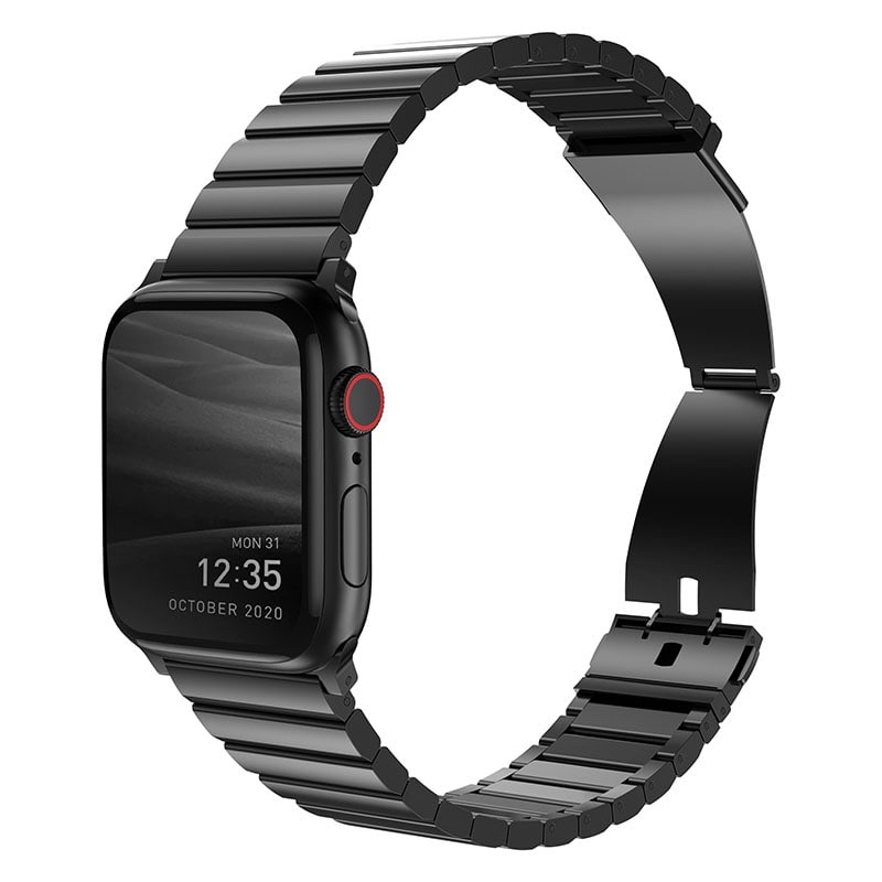 UNIQ STROVA Apple Watch Ultra Steel Link Band Strap 49/45/44/42MM Series 1-10, SE/SE2 & Watch Ultra/2  - Midnight (Black)