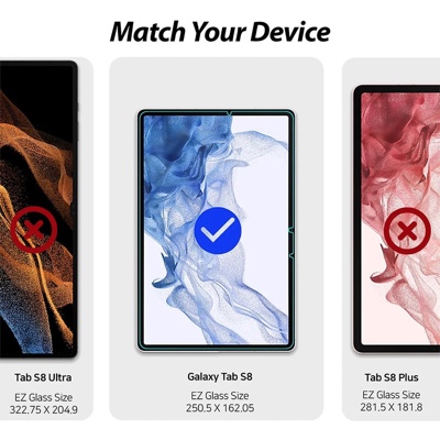 Whitestone [EZ] Samsung Galaxy Tab S8 Tempered Glass Screen Protector with Installation Jig