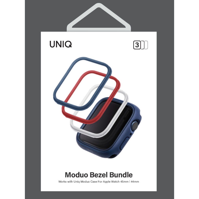 UNIQ MODUO 3-IN-1 PC Bezel Protector Bundle for Apple Watch Series 4/5/6/7/8/9 & SE/SE2  45/44MM – Blue/Red/White
