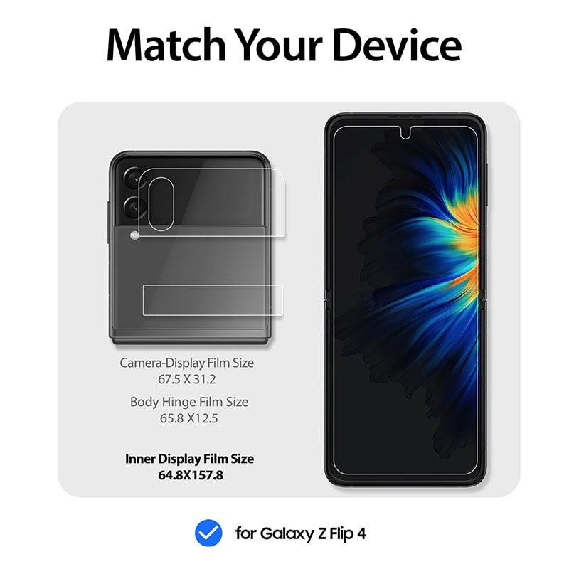 Whitestone Dome [Genuine Film] For Galaxy Z Flip 4, Dome Hard Coated Film Screen Protector with Hinge Cover Film - PET Film Screen Guard - Single Pack