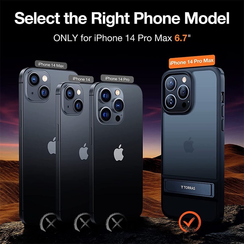 Torras Marsclimber Series Phone Case for iPhone 14 Pro Max 6.7 inch – Black