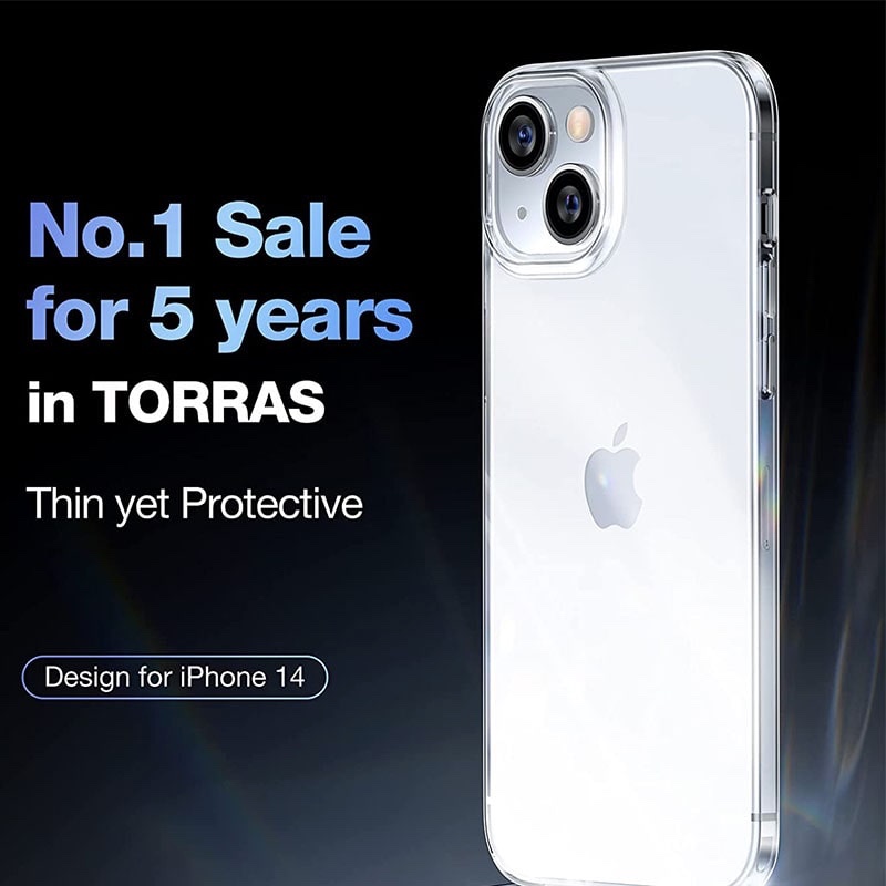 Torras Crystal Clear Series Phone Case for iPhone 14 Plus 6.7 Inch - Light Purple