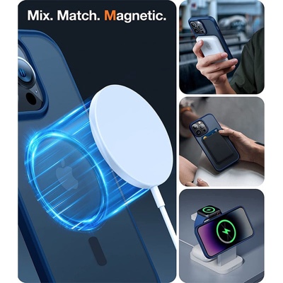 Torras Magnetic Guardian Series Phone Case for iPhone 14 Pro Max 6.7 Inch - Navy Blue