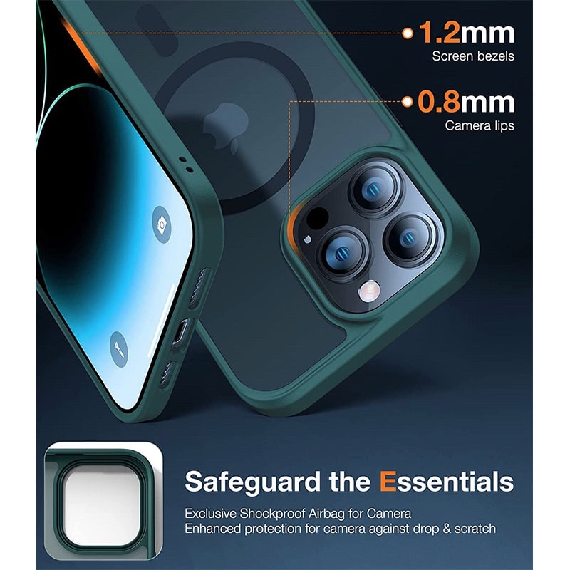 Torras Magnetic Guardian Series Phone Case for iPhone 14 Pro 6.1 Inch - Dark Green