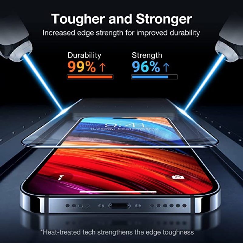 Torras Decency Series Phone Case with [2-Pack] Clear Tempered Glass Protector for iPhone 14 Pro - Deep Purple - X001LII1DI