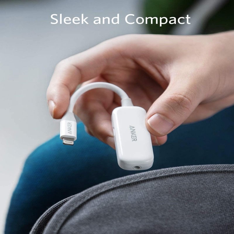 Anker 2-In-1 Audio & Lightning Charging Adapter 3.5mm Headphone Jack MFi-Certified - White