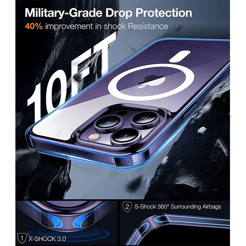 Torras Diamond Clear Magsafe Phone Case for iPhone 14 Pro Max 6.7 – Dark Purple - X003ENYQUL