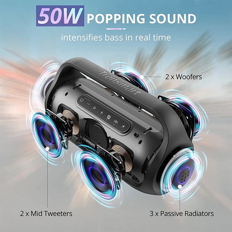 Tronsmart Bang Mini Portable Bluetooth Speaker with 50W Wireless Stereo Sound, IPX6 Waterproof Loud Speaker Bluetooth 5.3, Support NFC, TF Card, AUX