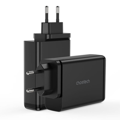 CHOETECH 140W 4-Port Quick Charging GaN Wall Charger 2x USB-C, 2x USB-A - Black - PD6005