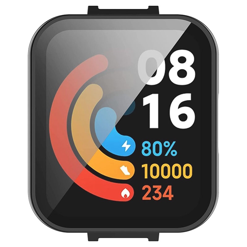 2in1 Xiaomi Redmi Watch 2 Hard Full Edge Screen Protector with Case Protective Bumper Cover - Black