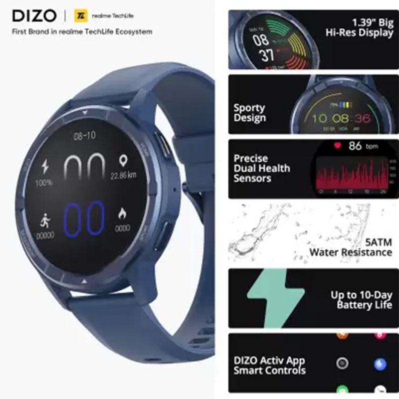 Dizo by Realme Watch R Talk Go Smart Watch - Blue