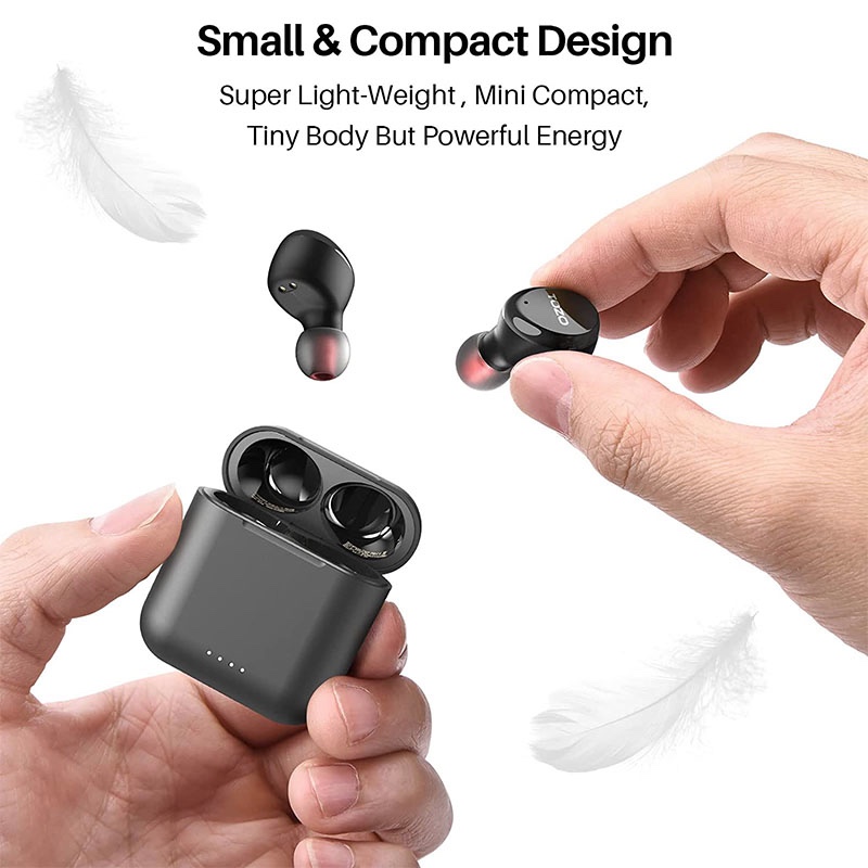 TOZO T6S v2022 True Wireless Earbuds with Bluetooth 5.2, Environmental Noise Cancellation, Sound with Deep Bass, Supports APP Control for Sports - Black