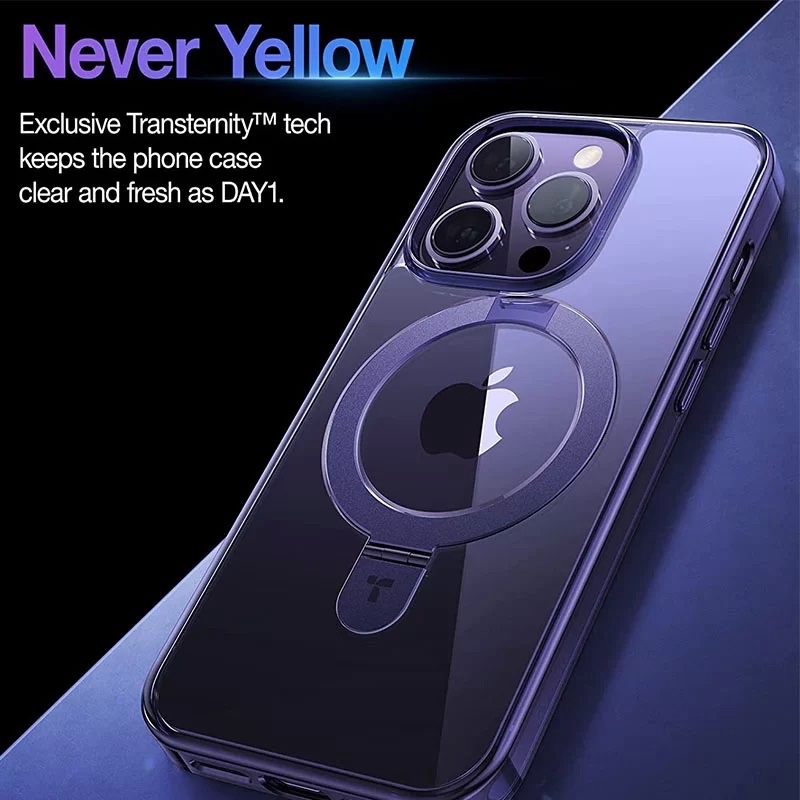 Torras UPRO Ostand Clear Phone Case for iPhone 14 Pro Max - Dark Purple
