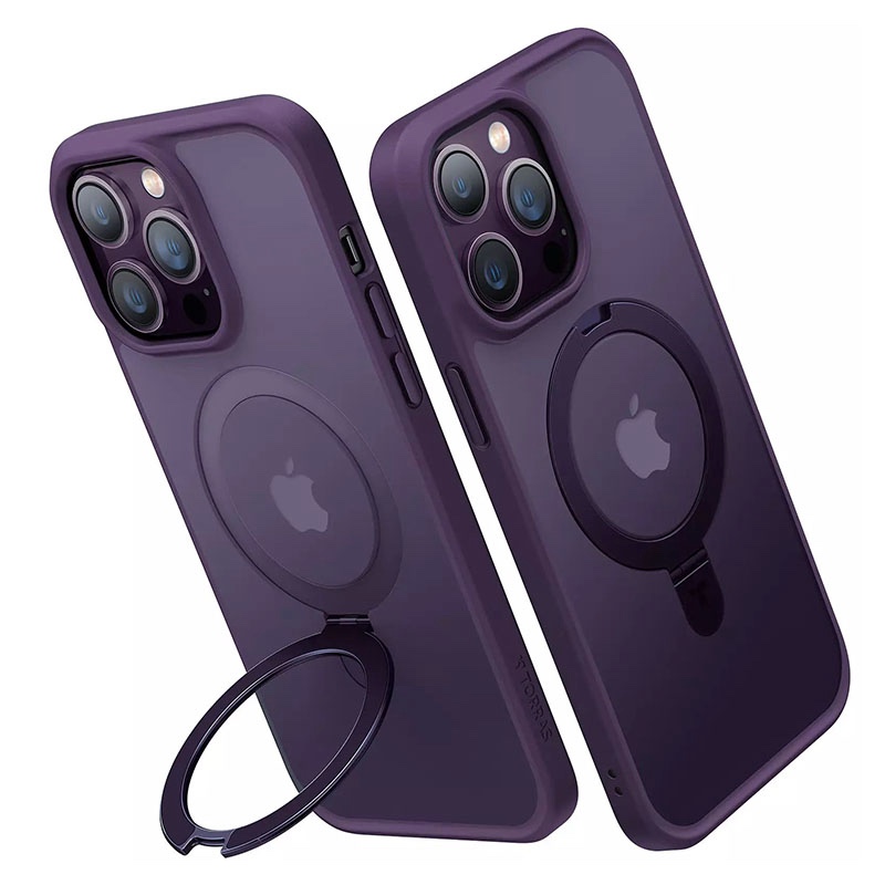 Torras UPRO Ostand Matte Series Phone Case for iPhone 14 Pro Max - Dark Purple