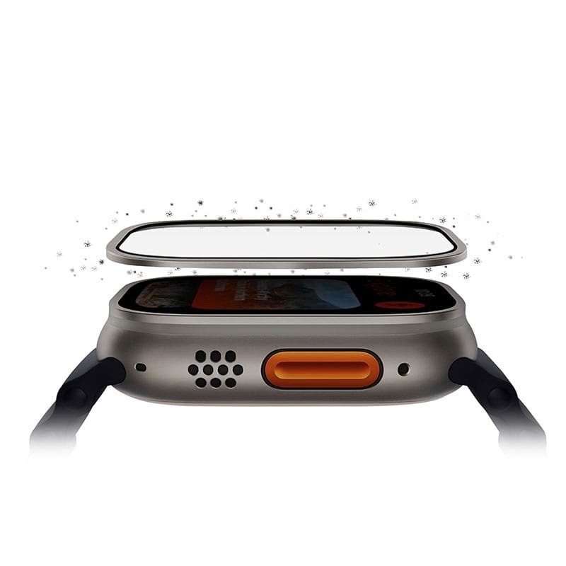 UNIQ Optix Duo Pro Ultra Anti-Reflective Glass Protector with Stainless Steel Bezel for Apple Watch Ultra/Ultra 2