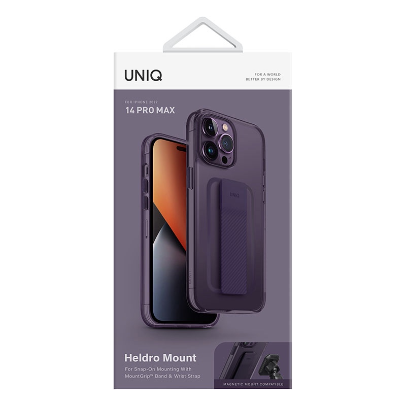 UNIQ Hybrid Heldro Mount Series Case for iPhone 14 Pro Max - Fig (Purple)