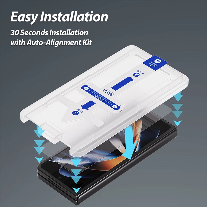 Whitestone Dome [Clear EA] for Samsung Galaxy Z Fold 5 Screen Protector with Full Coverage Glass Shield (With Easy Install Kit) - Pack of 2