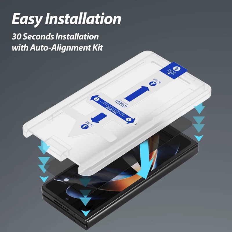 Whitestone Dome [EA Privacy] for Samsung Galaxy Z Fold 5 Privacy Screen Protector Full Coverage Glass Shield (With Easy Install Kit) - Pack of 2