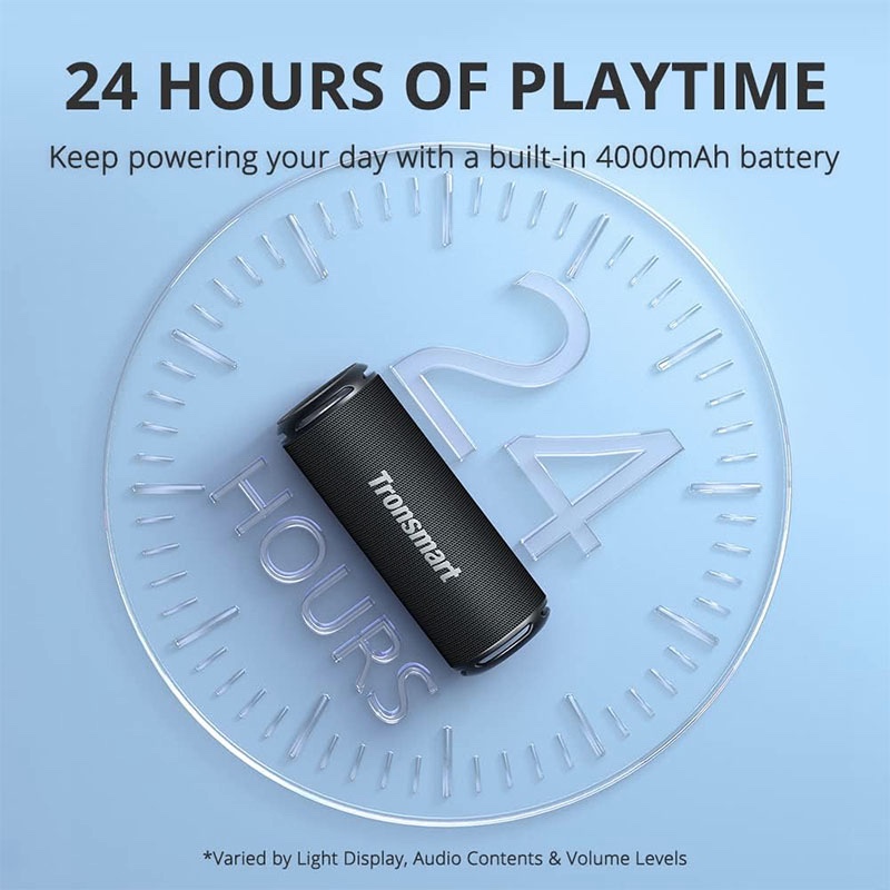 Tronsmart T7 Lite Bluetooth Speaker Portable Enhanced Bass with 24 Hours Playtime, APP Control, IPX7 Waterproof for Camping - Blue