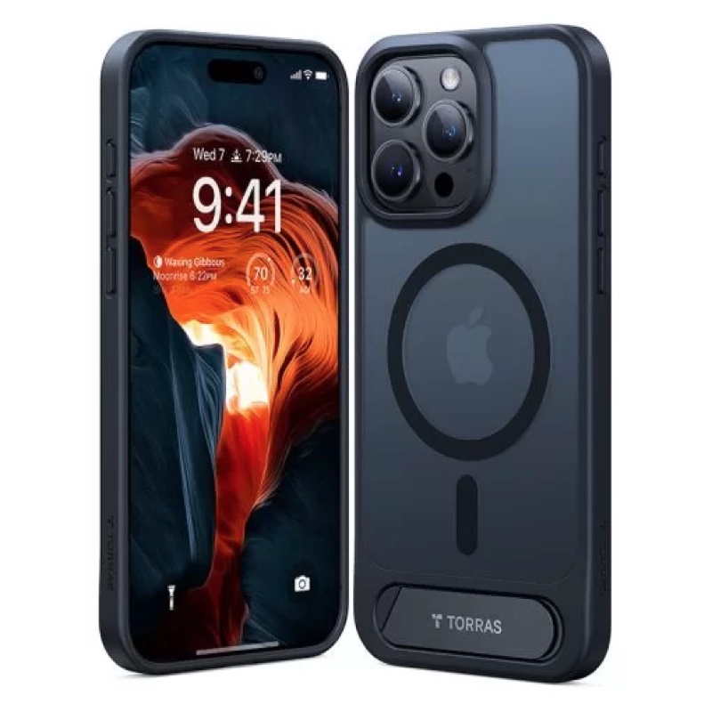 Torras UPRO Pstand Series Magsafe Compatible Phone Case for iPhone 15 Pro Max – Black