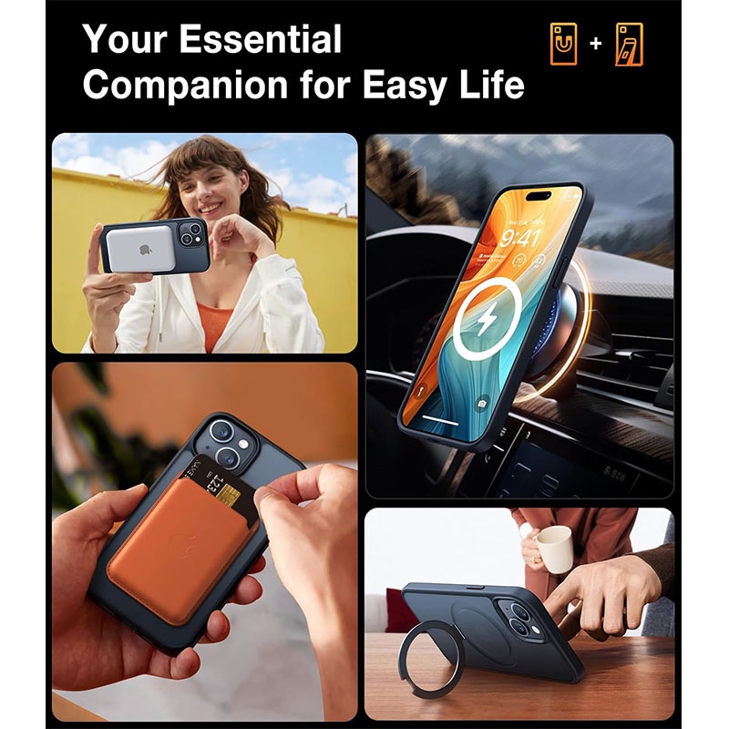 Torras UPRO Ostand Matte Series Magsafe Compatible Phone Case for iPhone 15 Plus 6.7? – Black
