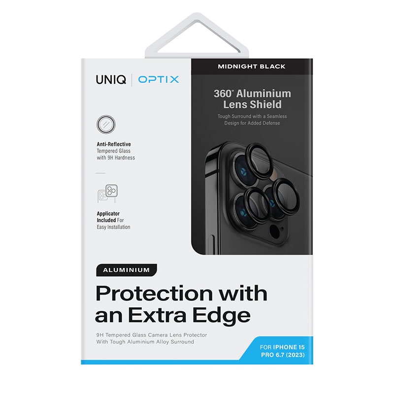 Uniq Optix Aluminium Camera Lens Protector for iPhone 15 Pro Max - Midnight Black
